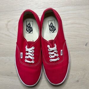 Red classic lace up Vans